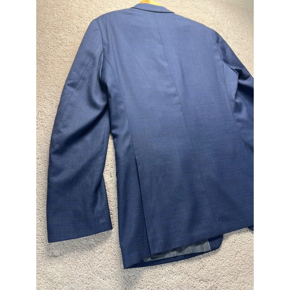 Claiborne Navy Blue Wool Blend Suit Jacket Blazer Sports Coat Two Button Men 40L